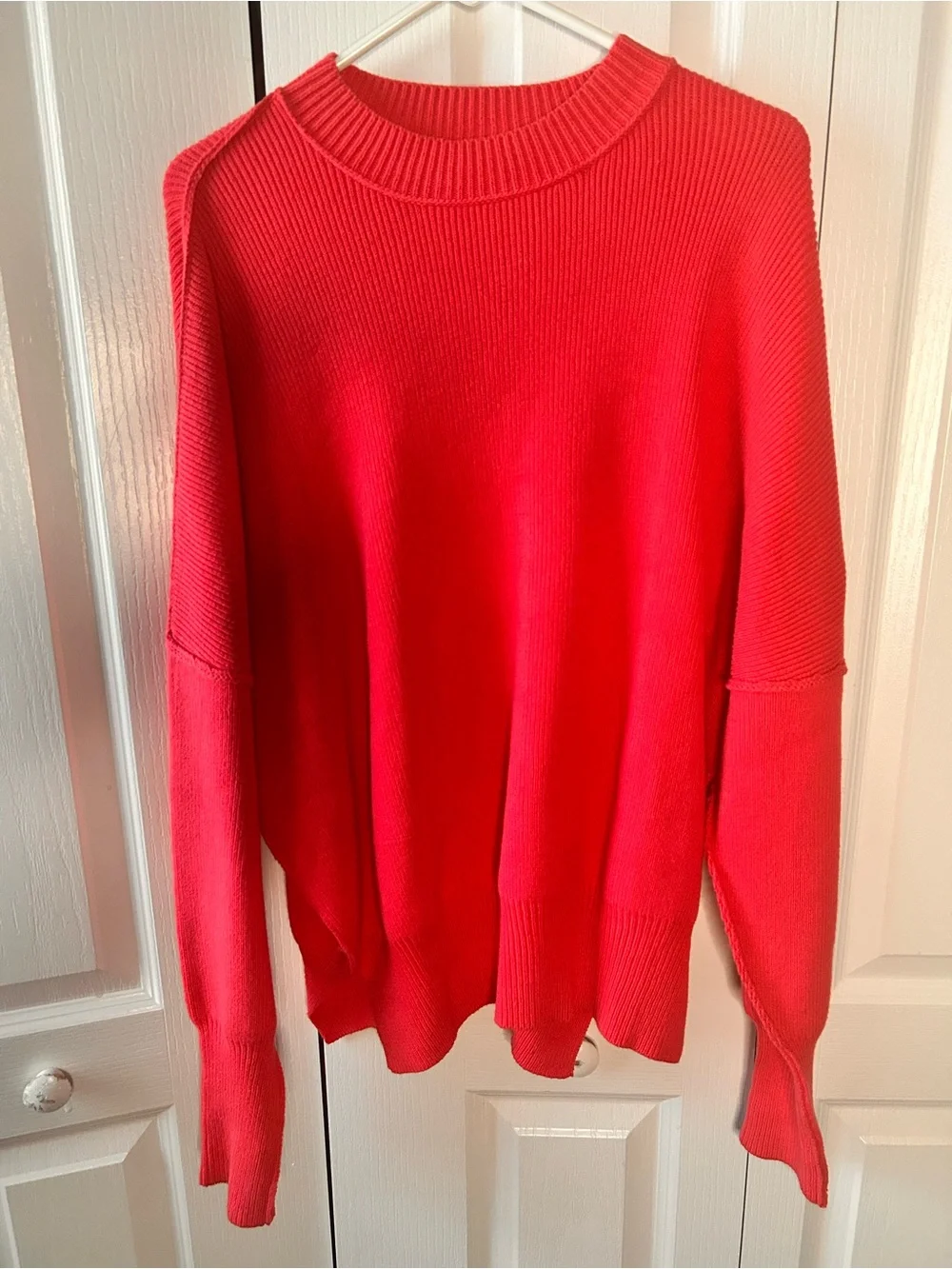 By Together Women’s Medium Pink Knit Oversized Ribbed Dolman Sweater